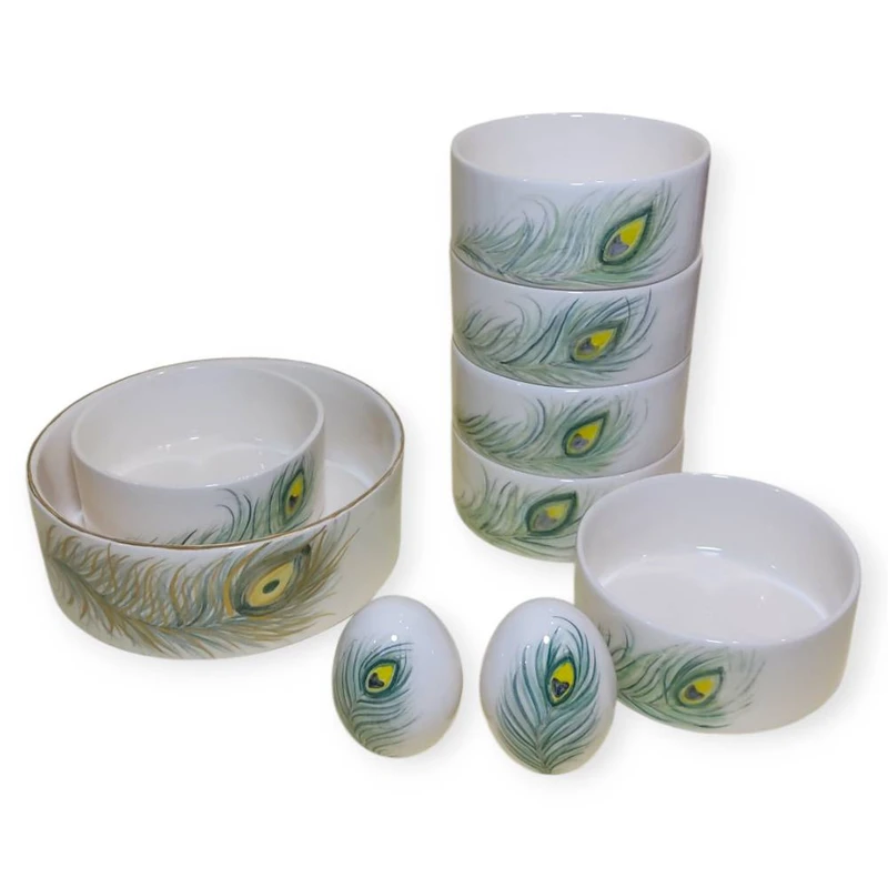 مجموعه ظروف هفت سین 9 پارچه مدل طاووس