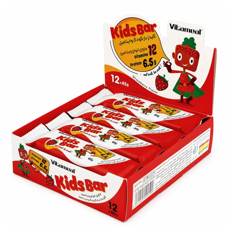 کیدز بار با طعم توت فرنگی وایتامیل کارن - 45 گرم بسته 12 عددی 