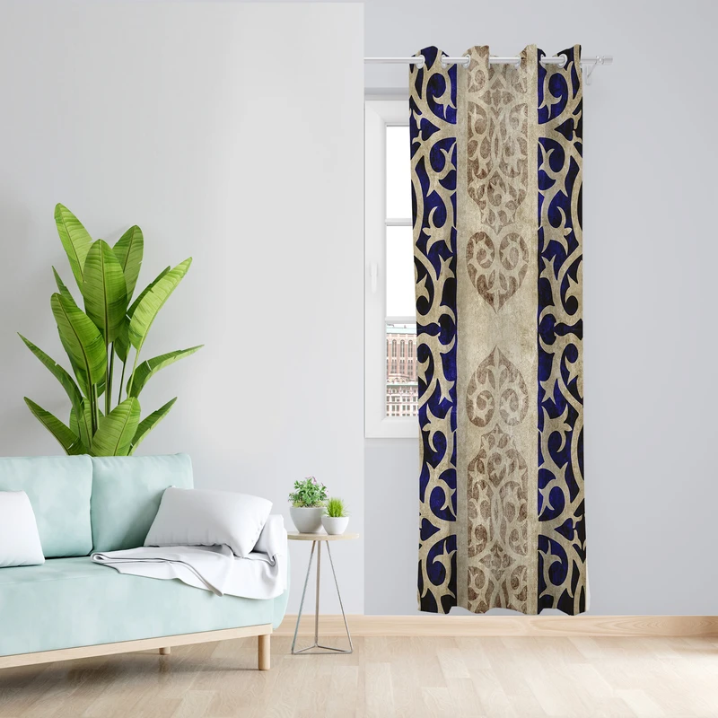 پرده طرح سنتی مدل مخمل پانچی کد L 1093L Z سایز 140x200 سانتی متر