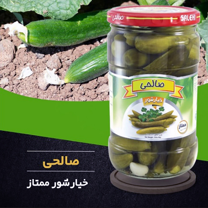 خیارشور سرکه‌ ای پاستوریزه ممتاز صالحی - 650 گرم مجموعه 2 عددی