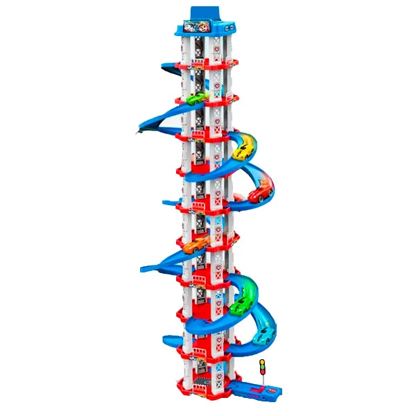 کیت ماشین بازی مدل پیست مسابقه مارپیچی طرح پارکینگ 10 طبقه سگهای نگهبان کد MH 2006