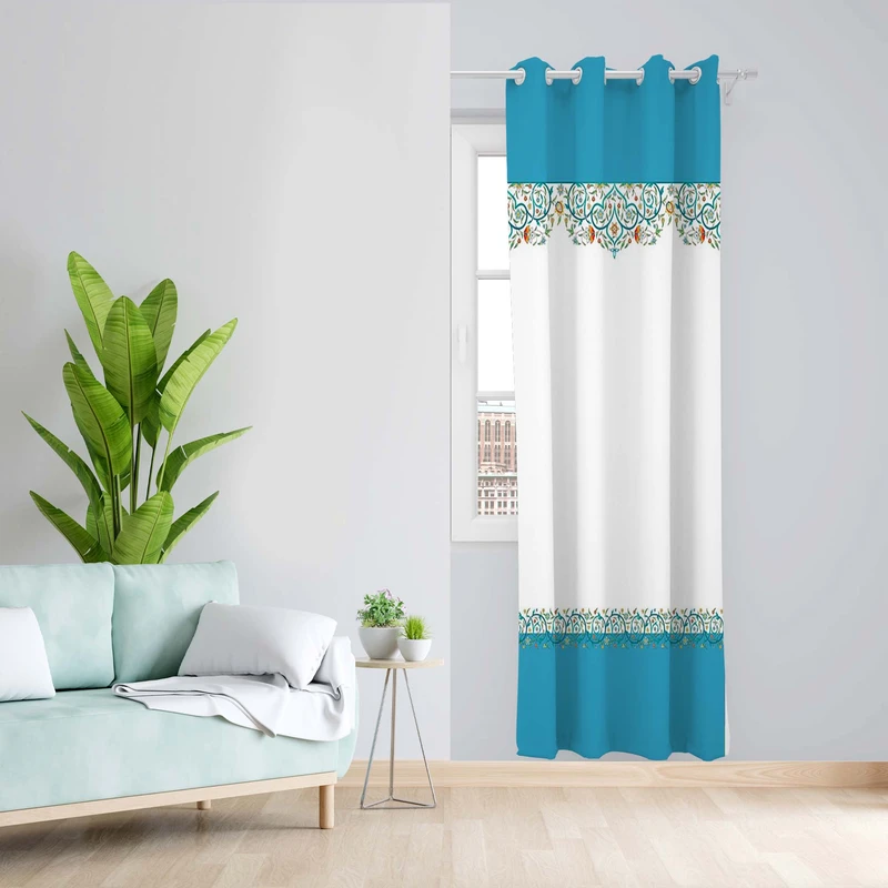 پرده طرح حاشیه دار مدل مخمل پانچی کد 5048 z سایز 140x200 سانتی متر