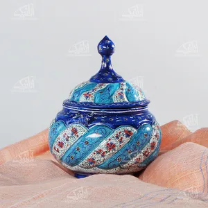 قندان ‎‎‎مینا کاری‎ ‎‎‎‎ ‎‎‎ ‎ ‎‎رنگ‎ ‎آبی ‎‎طرح‎ ‎ختایی‎ ‎ ‎‎‎‎مدل 1004700011