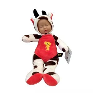 عروسک مدل نوزاد طرح لباس گاو کد 60B2 ارتفاع 25 سانتی‌متر