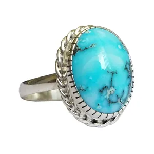 انگشتر نقره زنانه مدل فیروزه نیشابور دستساز