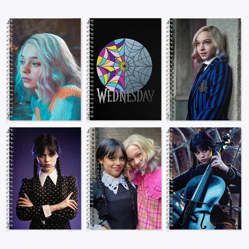 دفتر زبان 50 برگ خندالو مدل دو خط طرح ونزدی (Wednesday) کد 719 مجموعه 6 عددی