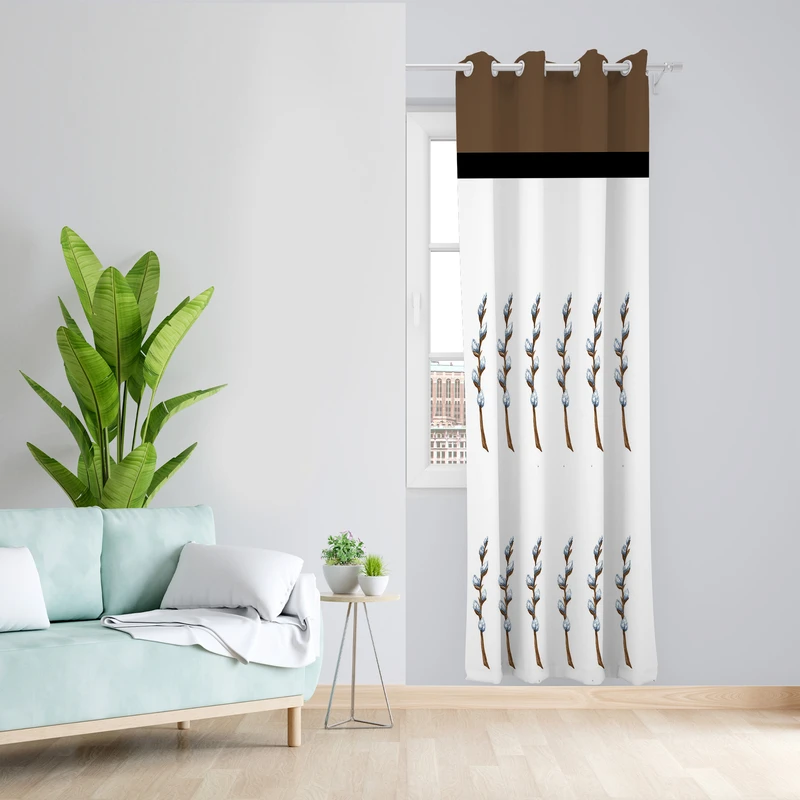 پرده طرح گل پنبه ای مدل مخمل پانچی کد L 2362 b Z سایز 140x200 سانتی متر