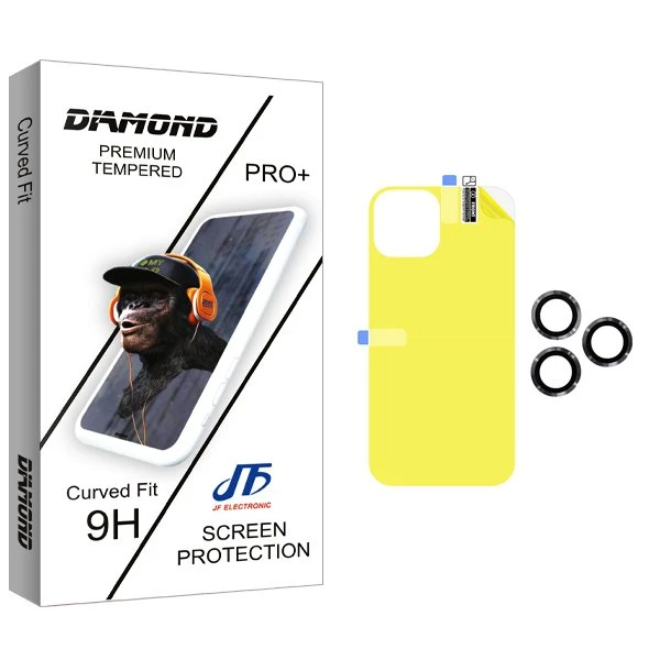 محافظ پشت گوشی جی اف مدل Diamond مناسب برای گوشی موبایل اپل iPhone 12 Pro Max  به همراه محافظ لنز گوشی