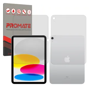 محافظ صفحه نمایش شفاف پرومیت مدل Resistant مناسب برای تبلت اپل iPad 2022 10.9 به همراه محافظ پشت تبلت 