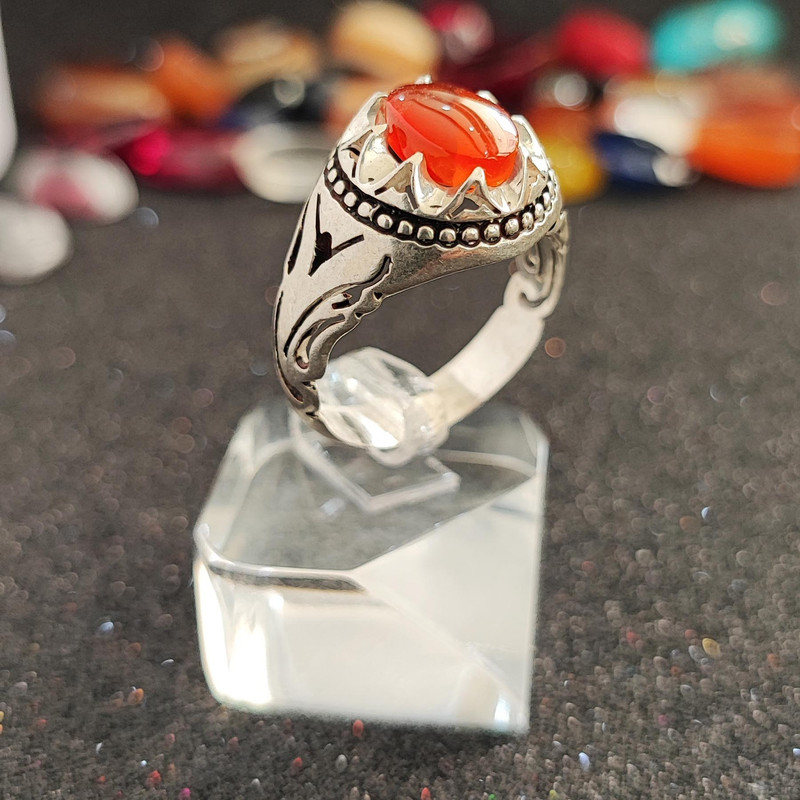 انگشتر نقره مردانه مدل عقیق یمنی شبکه MY1030 انگشتر نقره مردانه مدل عقیق یمنی شبکه MY1030