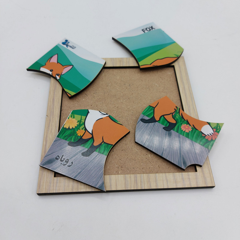 پازل 4 تکه اطلس آبی طرح حیوان روباه مدل p4-012