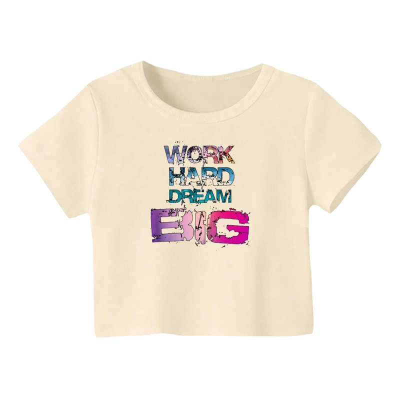 کراپ‌ تی‌شرت آستین کوتاه زنانه مدل نوشته کد 3