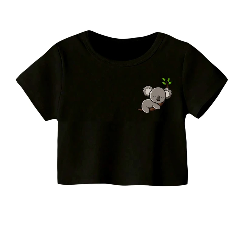 کراپ‌ تی‌شرت آستین کوتاه زنانه مدل کوالا تنبل