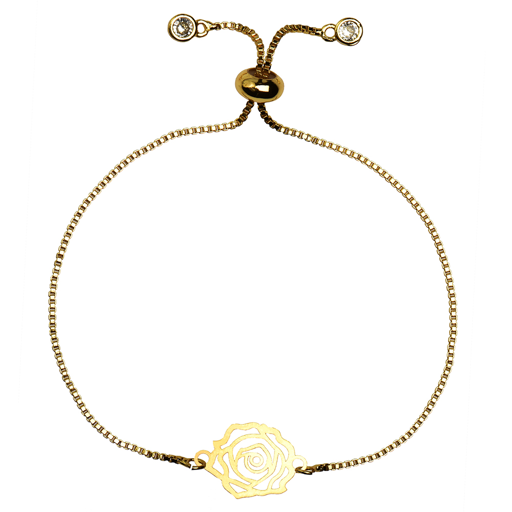 دستبند طلا 18 عیار زنانه کرابو طرح گل رز مدل r1422