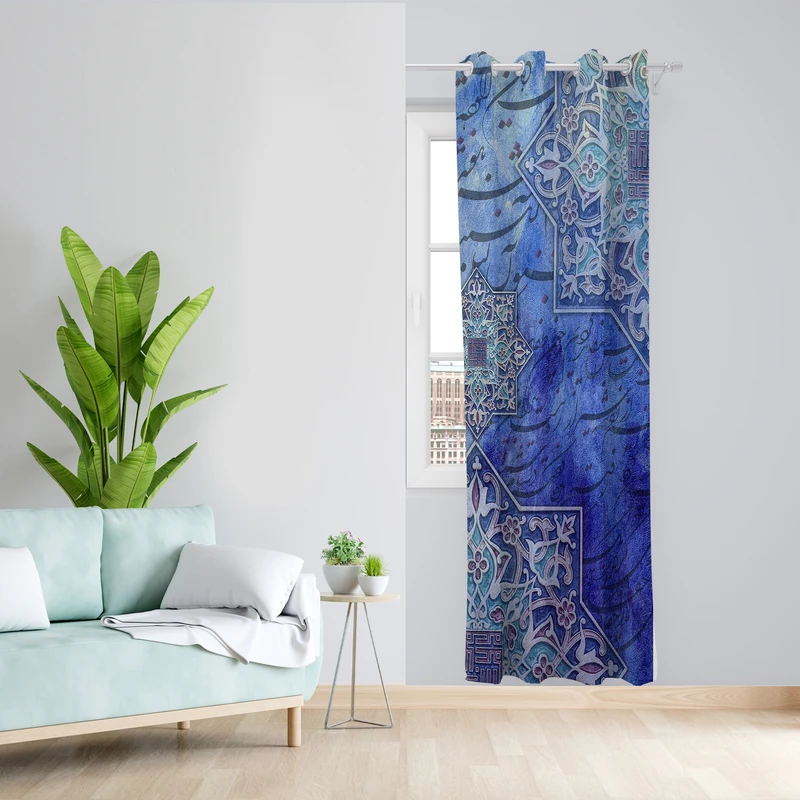 پرده طرح سنتی مدل مخمل پانچی کد L 1070L Z سایز 140x200 سانتی متر