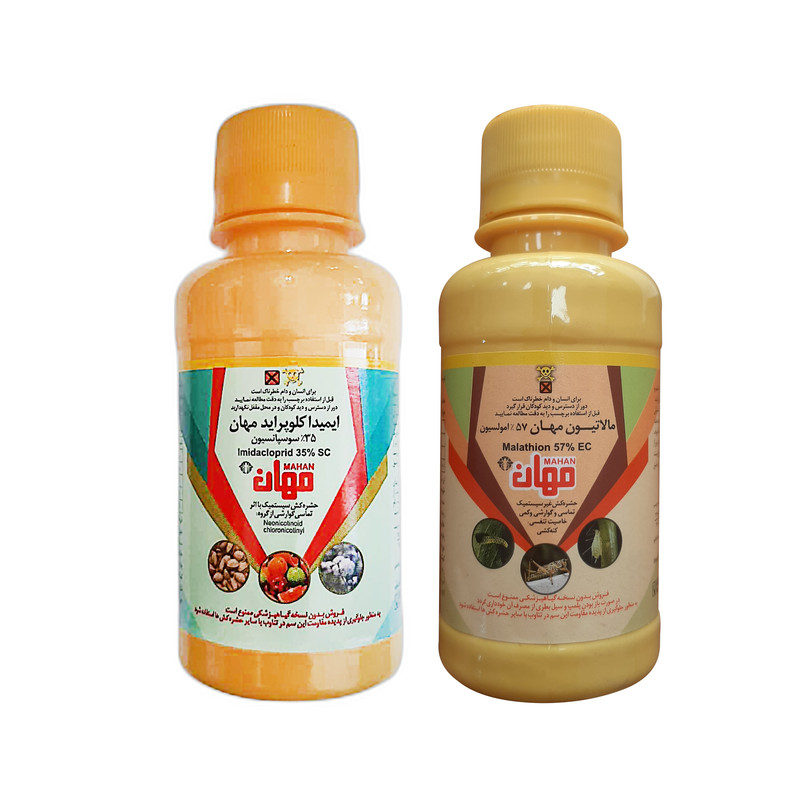 حشره کش ایمیداکلوپراید و مالاتیون مهان مدل کنفیدور مالتوس حجم 100 میلی لیتر