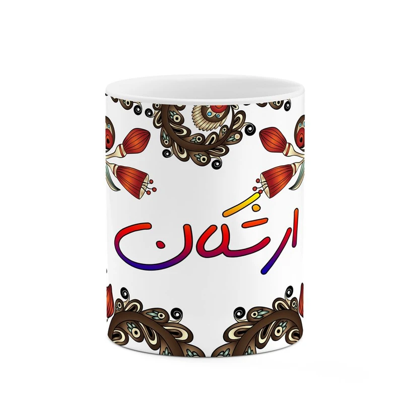 ماگ کاکتی مدل اسم ارشکان طرح سنتی گل و بته کد mgh43470