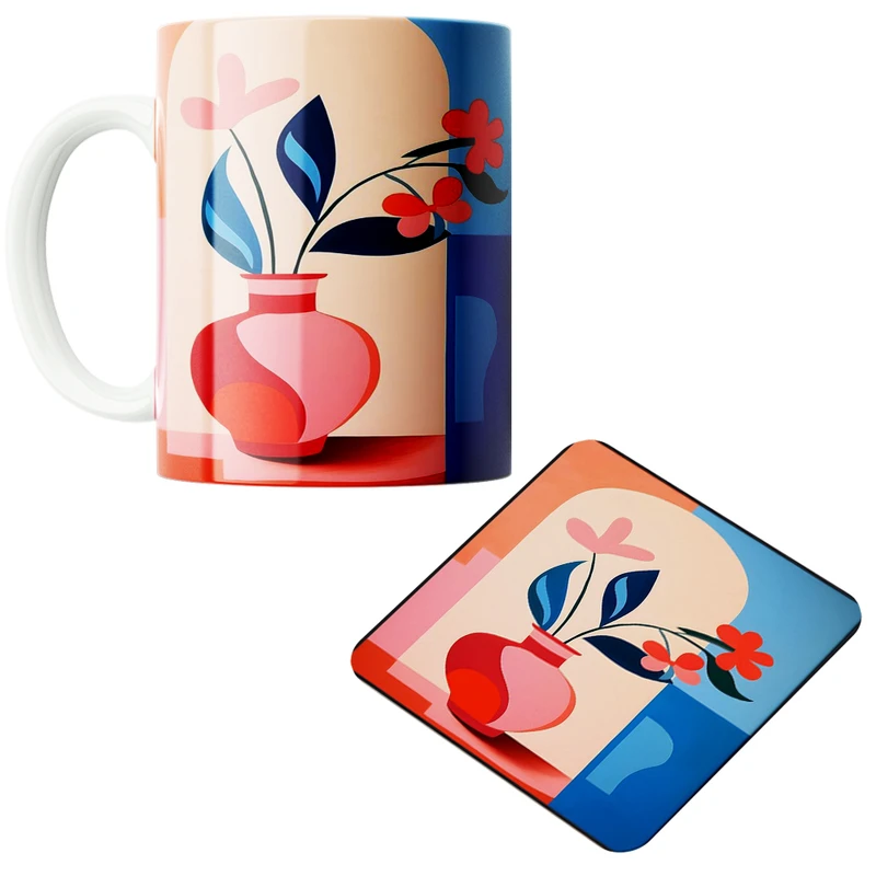 ماگ مدل گلدان کد 119 به همراه زیرلیوانی