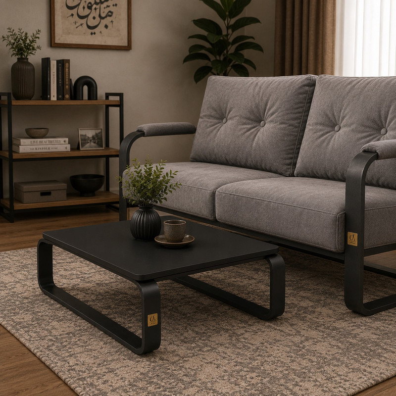 میز جلومبلی مربع با پایه آهن و صفحه MDF مدل آلا
