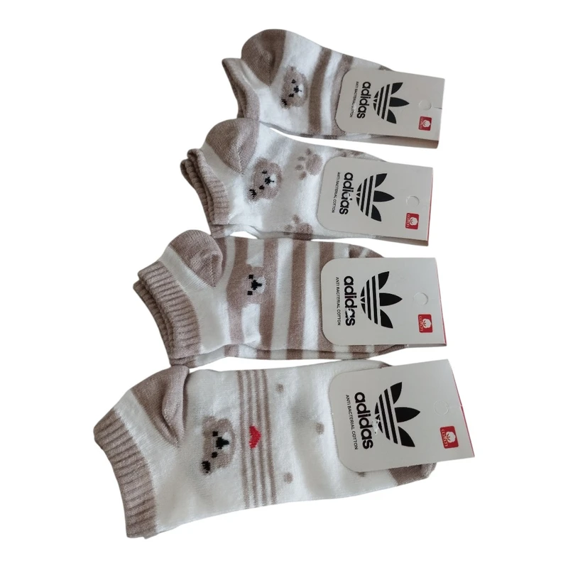 جوراب ساق کوتاه بچگانه مدل خرس بسته 4 عددی