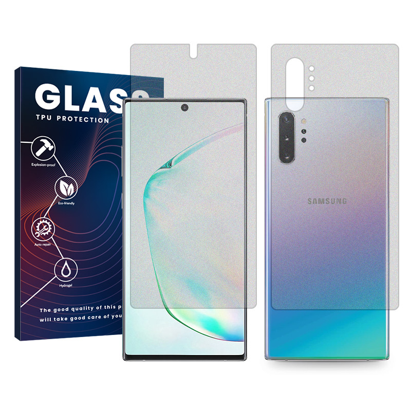 محافظ صفحه نمایش مات گلس مدل Resistant مناسب برای گوشی موبایل سامسونگ Galaxy Note10 Plus به همراه محافظ پشت گوشی