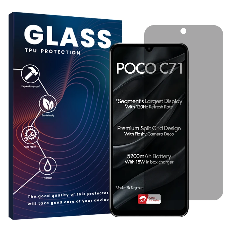 محافظ صفحه نمایش حریم شخصی گلس مدل Resistant مناسب برای گوشی موبایل شیائومی Poco C71