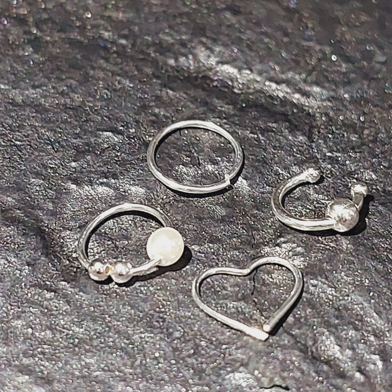 پیرسینگ نقره زنانه آی ام مدل قلب مجموعه 4 عددی