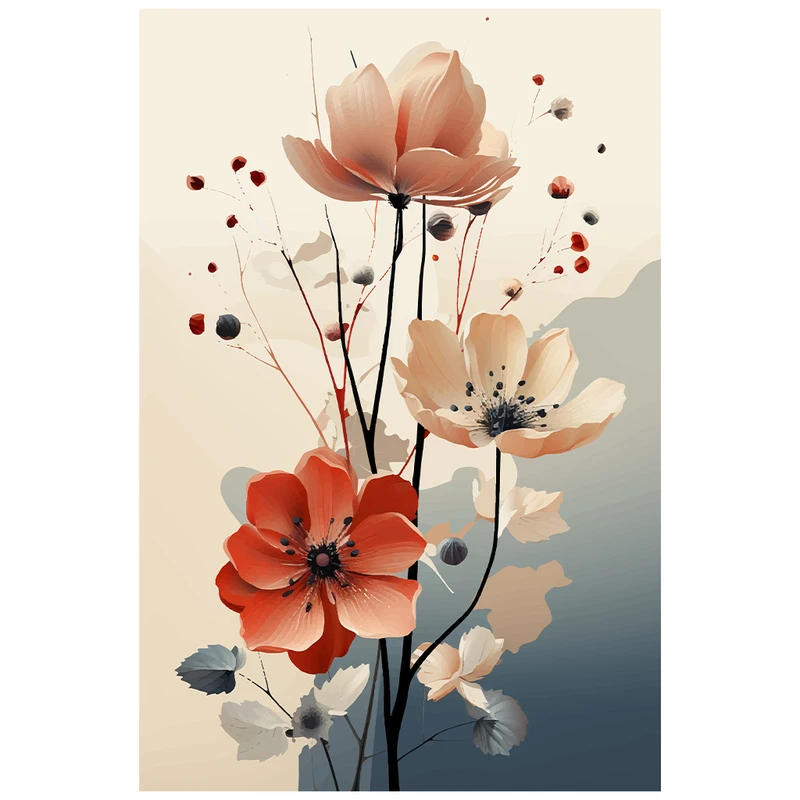 فرش پارچه‌ای مدل فرشینه طرح شکوفه دیستوپیایی مینیمال کد AR3059761