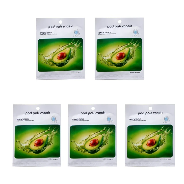 ماسک صورت پد پاک مدل آووکادو مناسب برای انواع پوست وزن 20 گرم مجموعه 5 عددی