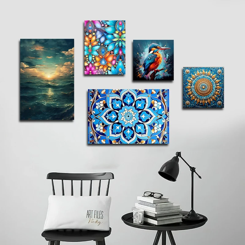 تابلو شاسی بکلیت طرح دکوراتیو سنتی و طبیعت دریا مدل SH-1327 مجموعه 5 عددی