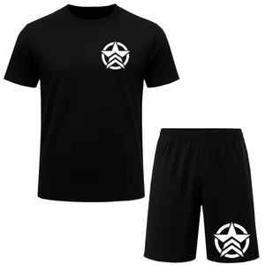 ست تی‌شرت آستین کوتاه و شلوارک راحتی مردانه مدل A167 طرح ستاره