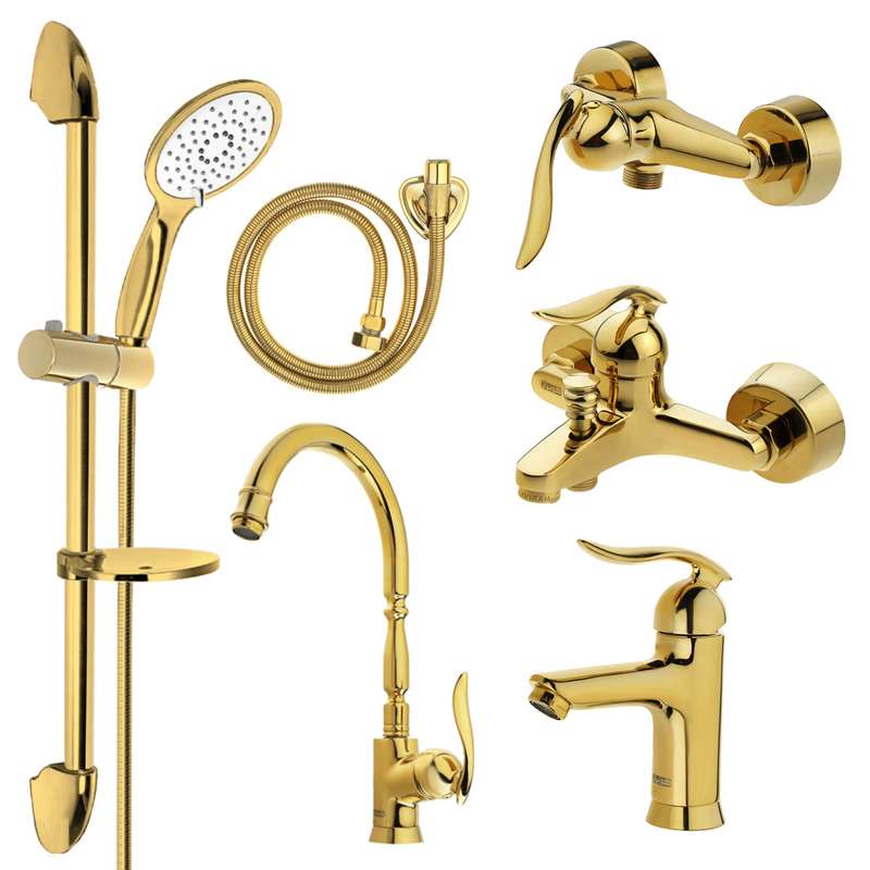 ست شیرآلات کویران آذر مدل مادرید کد A-01 مجموعه 6 عددی