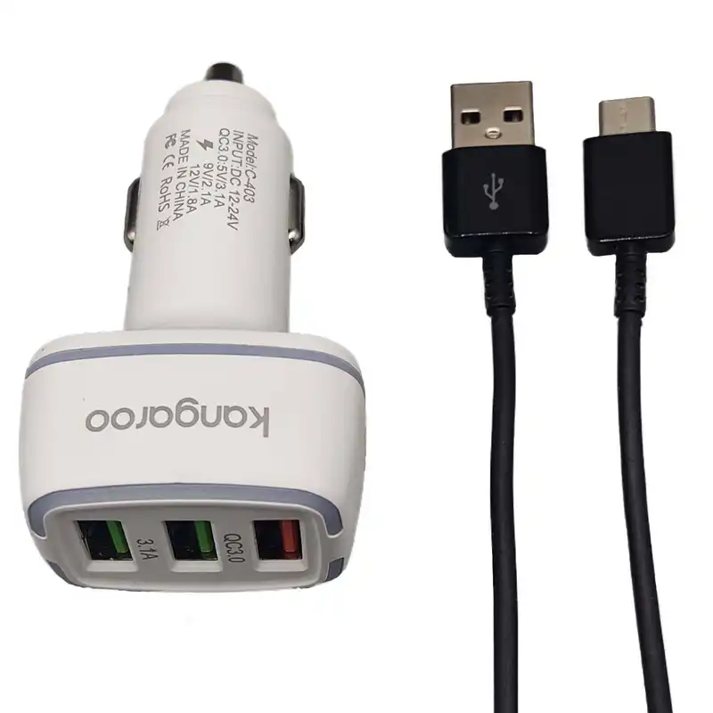 شارژر فندکی 15 وات کانگرو مدل C-403 به همراه کابل USB-C
