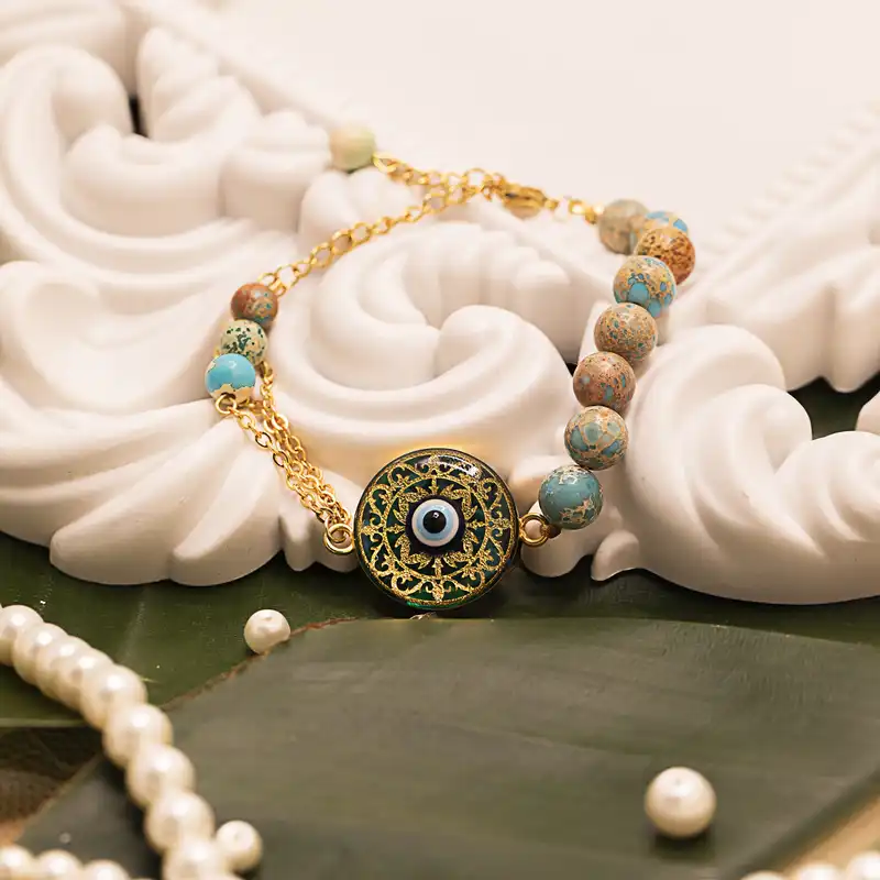 دستبند زنانه مارک گلد طرح چشم نظر کد GN605