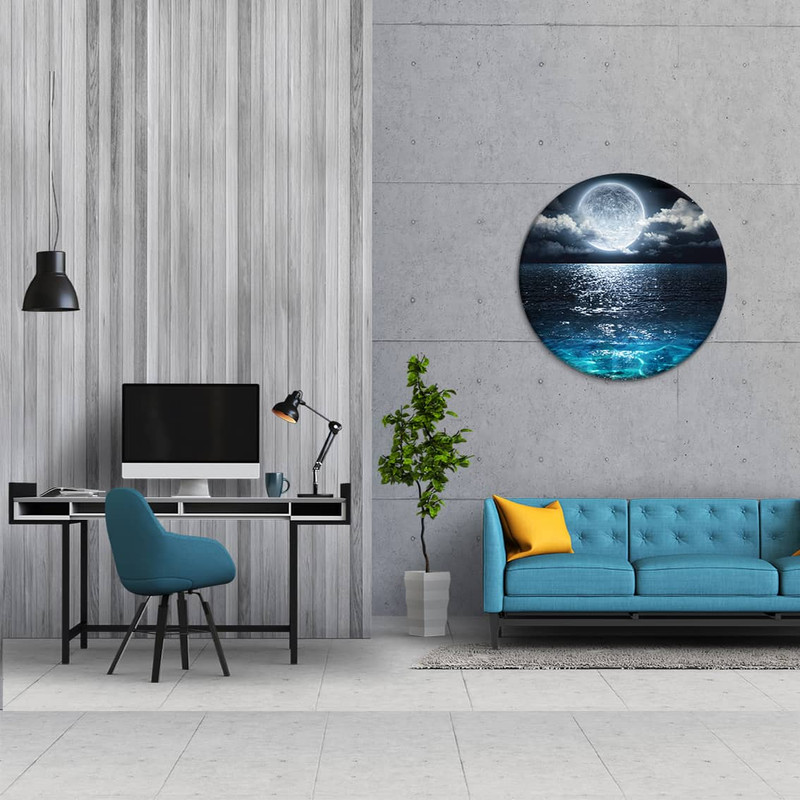 تابلو بوم طرح ماه و دریا