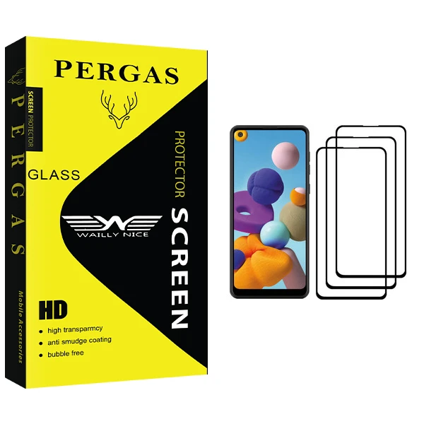 محافظ صفحه نمایش وایلی نایس مدل Pergas Glass مناسب برای گوشی موبایل سامسونگ Galaxy A21 بسته سه عددی