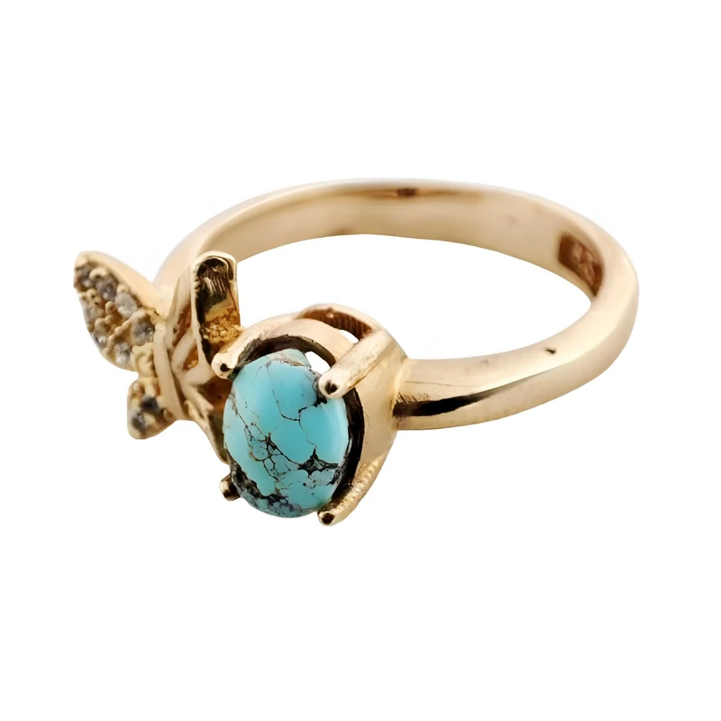 انگشتر زنانه مدل طلا روس فیروزه اصل q026