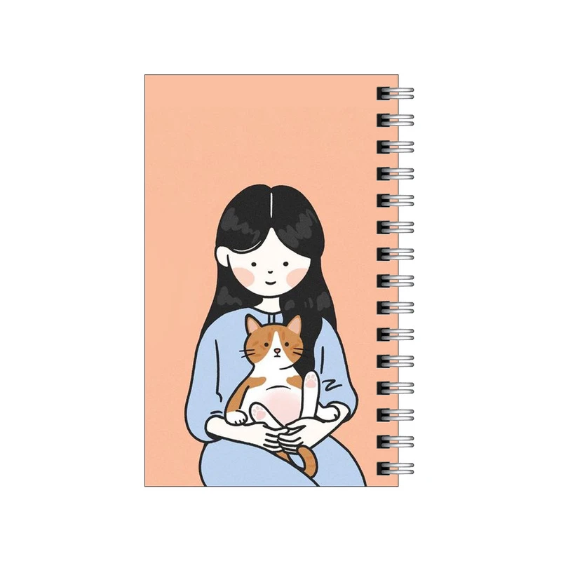 دفترچه یادداشت مدل to do list طرح دختر و گربه مودب کد 5666424