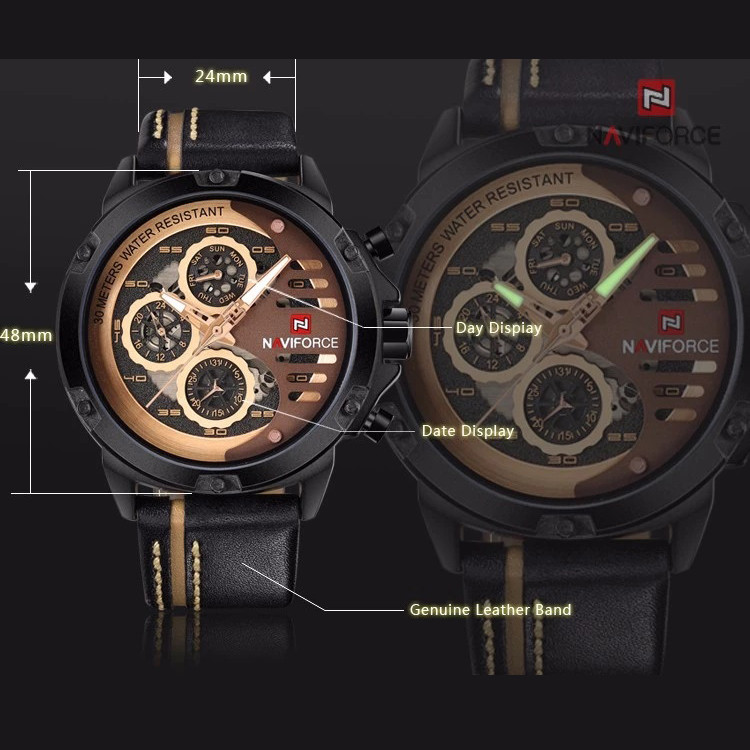 ساعت مچی عقربه‌ای مردانه نیوی فورس مدل NF9110 BRGBN