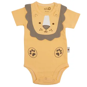 بادی آستین کوتاه نوزادی پسرانه نیلی مدل Lion098