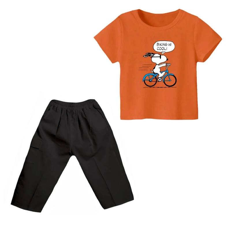 ست تی شرت و شلوارک پسرانه مدل اسنوپی کد ۸۹