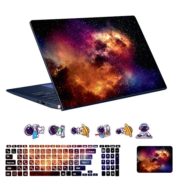 استیکر لپ تاپ توییجین و موییجین طرح Space  کد 155 مناسب برای لپ تاپ 15.6 اینچ به همراه برچسب حروف فارسی کیبورد