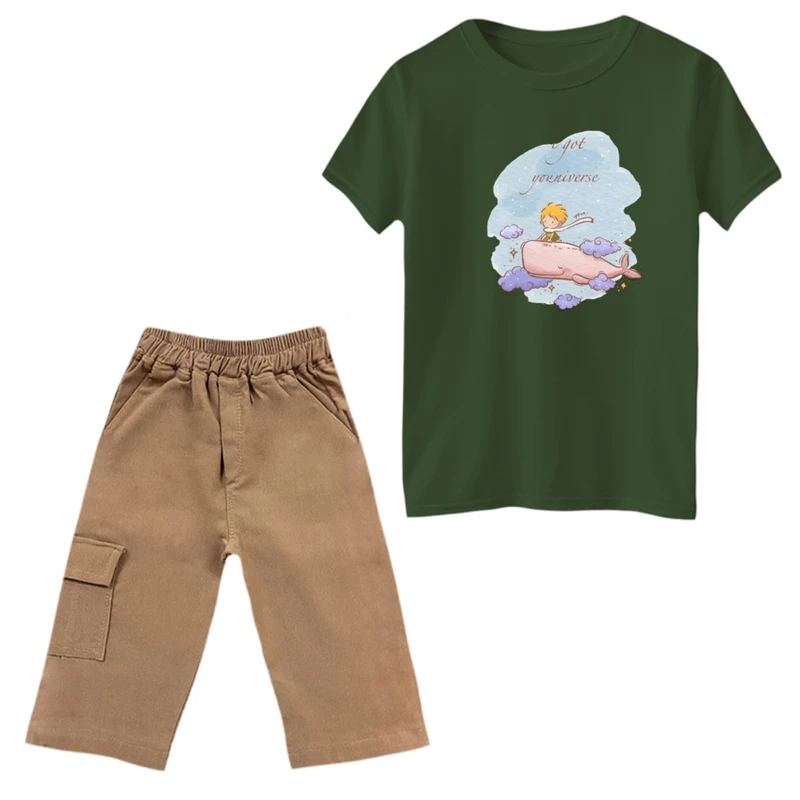 ست تی‌شرت و شلوارک پسرانه مدل شازده کوچولو و نهنگ