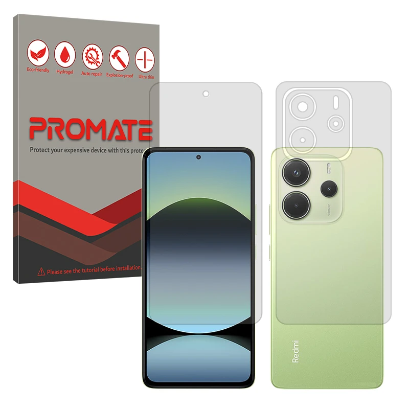 محافظ صفحه نمایش مات پرومیت مدل Resistant مناسب برای گوشی موبایل شیائومی Redmi Note 14 4G به همراه محافظ پشت گوشی