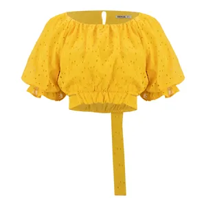 بلوز آستین کوتاه زنانه سرژه مدل 204525 رنگ خردلی