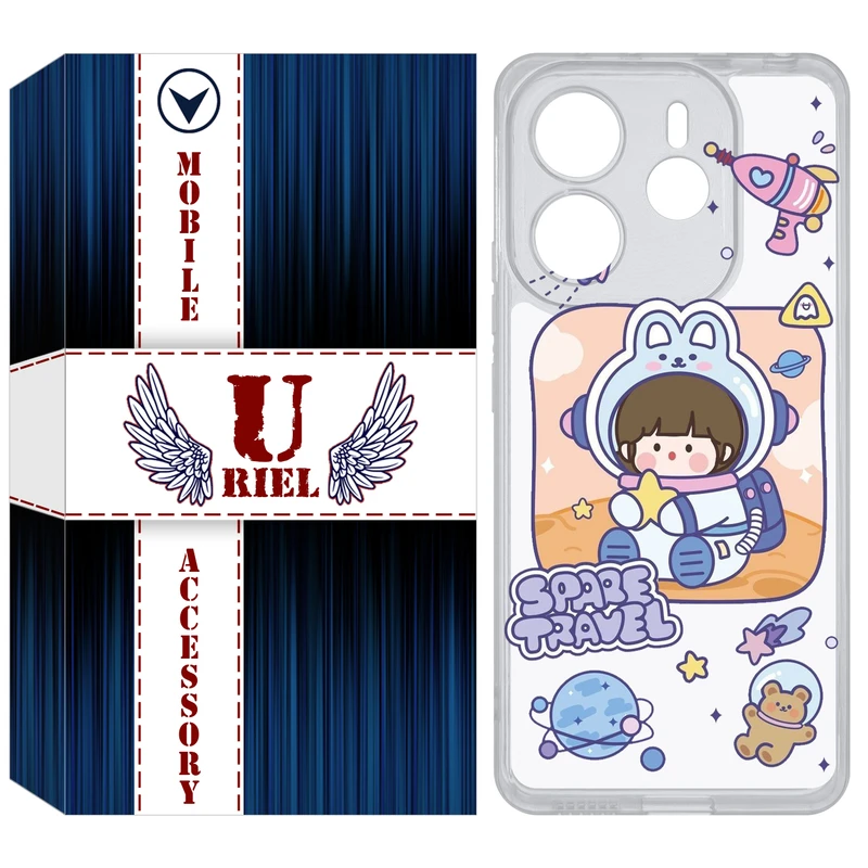 کاور یوریل مدل Clear کد 9 طرح دختر فضانورد مناسب برای گوشی موبایل شیائومی Redmi Note 14 4G