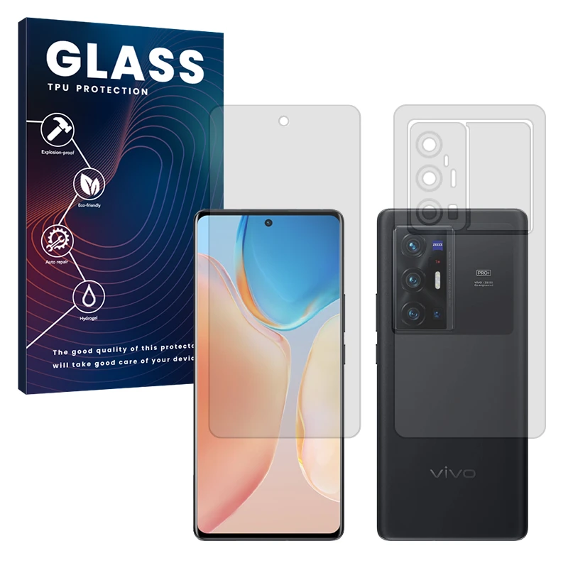 محافظ صفحه نمایش مات گلس مدل Resistant مناسب برای گوشی موبایل ویوو X70 Pro Plus به همراه محافظ پشت گوشی 