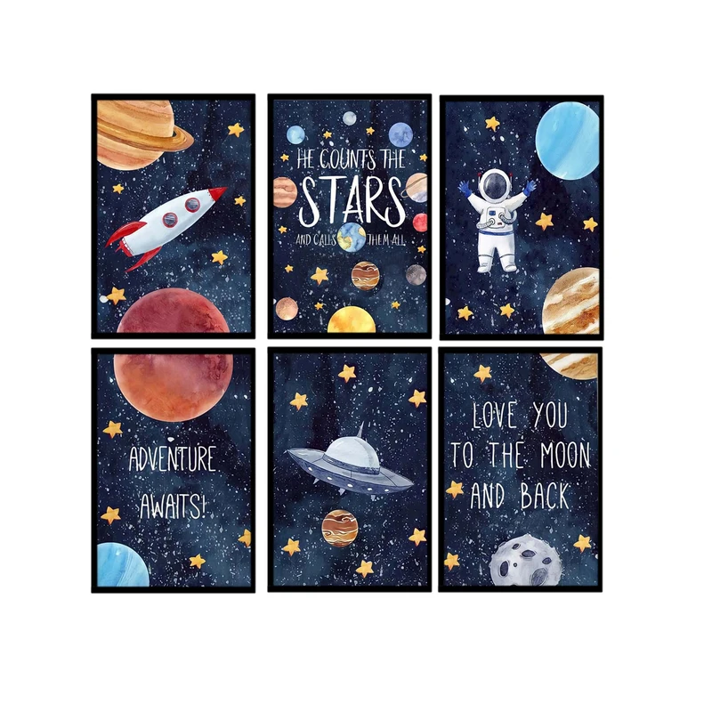 تابلو کودک مدل فضانورد و سیاره کد 431 مجموعه شش عددی