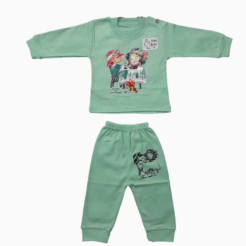 ست تیشرت آستین بلند و شلوار نوزادی مدل 090