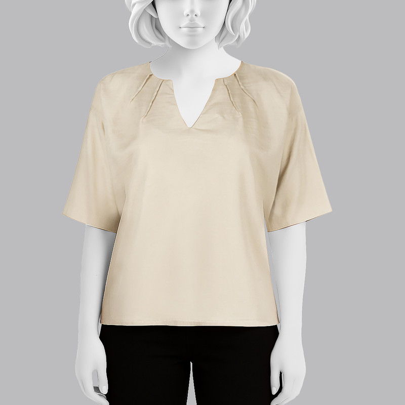 بلوز آستین سه ربع زنانه سرژه مدل 204614 رنگ کرم